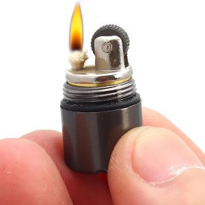 The World's Smallest Kerosene Lighter! Height 2.5cm/1.3cm Capsule Lighter Portable Metal Miniature EDC Gear Waterproof Tiny Peanut Lighter (Fuel not Included) Black