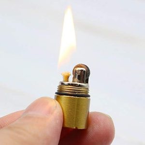 The World's Smallest Kerosene Lighter! Height 2.5cm/1.3cm Capsule Lighter Portable Metal Miniature EDC Gear Waterproof Tiny Peanut Lighter (Fuel not Included) Gold