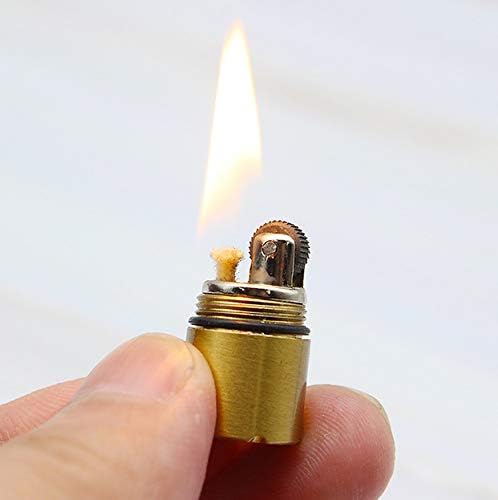 The World's Smallest Kerosene Lighter! Height 2.5cm/1.3cm Capsule Lighter Portable Metal Miniature EDC Gear Waterproof Tiny Peanut Lighter (Fuel not Included) Gold